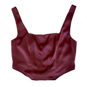 Wild Fable Burgundy Satin Crop Top